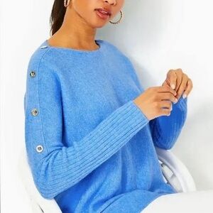 Lilly Pulitzer Arna Boat Neck sweater in Heathered Abaco Blue, M